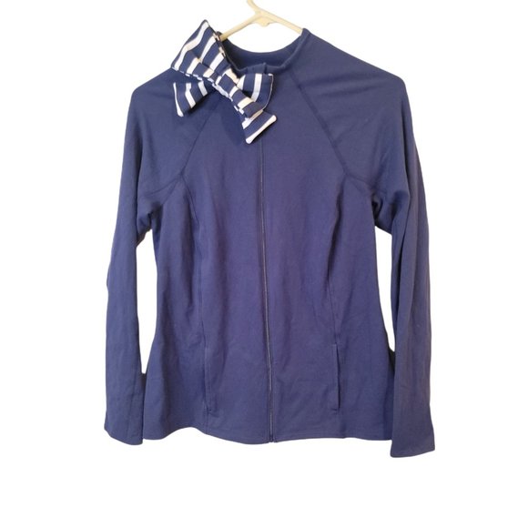 Kate Spade Beyond Yoga Size Large Women's Jacket Blue Full Zip Active Bow